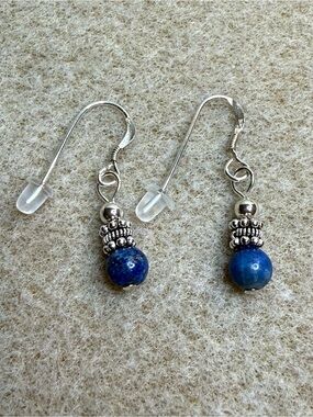Blue Lapis Lazuli Beaded Earrings Handmade- NWT